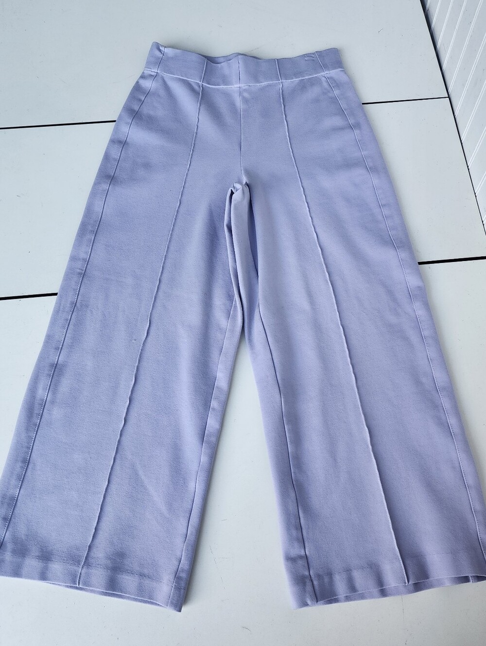 Jones New York Pull On Large Crop Wide Leg High Rise Dress Pants Lilac Purple S